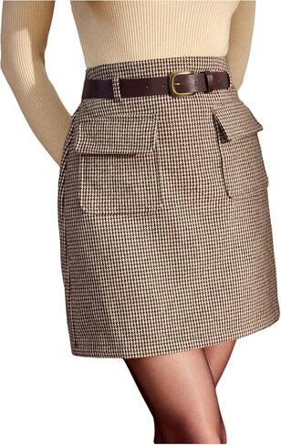 MakeMeChic Women's Plaid Mini Skirt Fall Vintage Business High Rise Short Skirts in Saudi Arabia