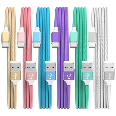 USB C Cable, 6Pack USB to USB C Cable Type C Charger Fast Charging Cable Nylon Braided Android Charger for iPhone 16 15 Charger, Samsung Galaxy, Huawei, Google Pixel, Sony, Switch（3/3/3/6/6/10Ft） in Saudi Arabia