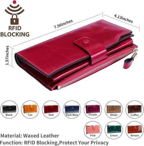 Women's Luxury Genuine Leather RFID Blocking Wallet Large Capacity Clutch with Card Holder (3rose) in Saudi Arabia