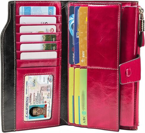 Women's Luxury Genuine Leather RFID Blocking Wallet Large Capacity Clutch with Card Holder (3rose) in Saudi Arabia