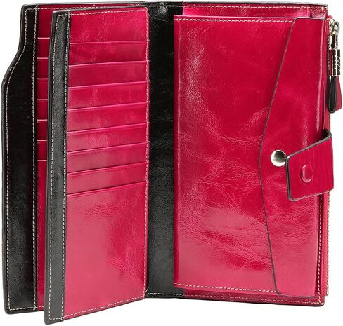 Women's Luxury Genuine Leather RFID Blocking Wallet Large Capacity Clutch with Card Holder (3rose) in Saudi Arabia