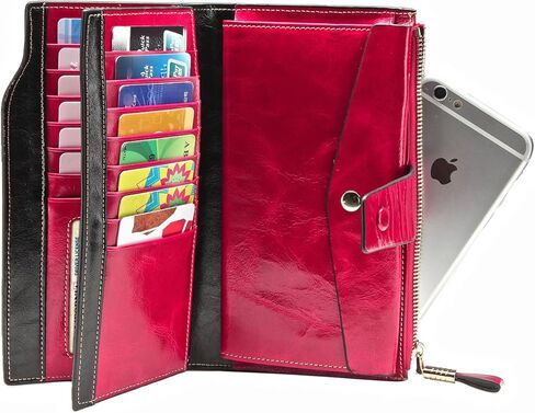Women's Luxury Genuine Leather RFID Blocking Wallet Large Capacity Clutch with Card Holder (3rose) in Saudi Arabia
