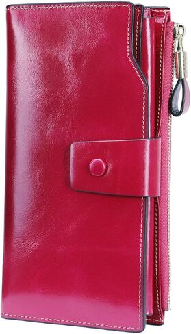 Women's Luxury Genuine Leather RFID Blocking Wallet Large Capacity Clutch with Card Holder (3rose) in Saudi Arabia