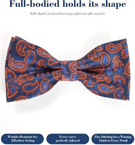 Mens Bow Tie Handkerchief Jacquard Woven Adjustable Pre-Tied Bowties Pocket Square Cufflinks Set with Gift Box in Saudi Arabia