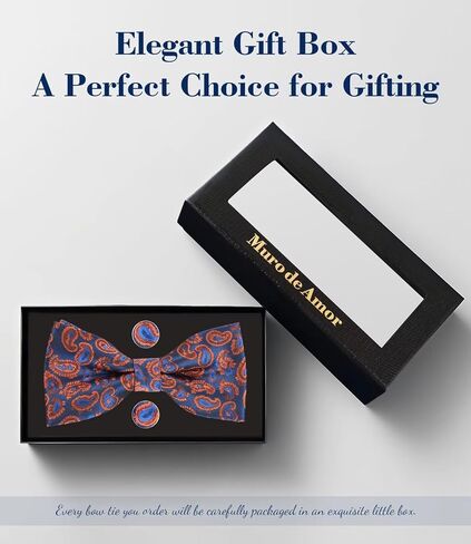 Mens Bow Tie Handkerchief Jacquard Woven Adjustable Pre-Tied Bowties Pocket Square Cufflinks Set with Gift Box in Saudi Arabia