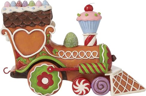 تمثال Enesco Jim Shore Heartwood Creek Gingerbread Christmas Santa in Train Engine - تمثال سانتا من الراتنج الحجري المرسوم يدويًا، تمثال سانتا لديكور المنزل لعيد الميلاد، 4.62 بوصة in Kuwait