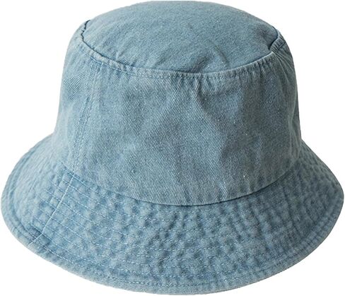 Denim Bucket Hat Trendy Washed Cotton Sun Cap Beach Fisherman Hat for Women Men in Kuwait