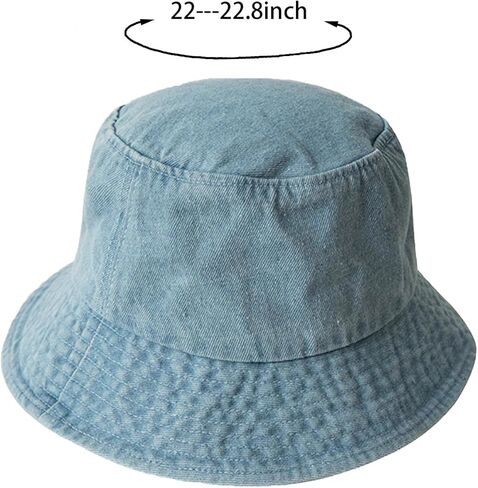 Denim Bucket Hat Trendy Washed Cotton Sun Cap Beach Fisherman Hat for Women Men in Kuwait
