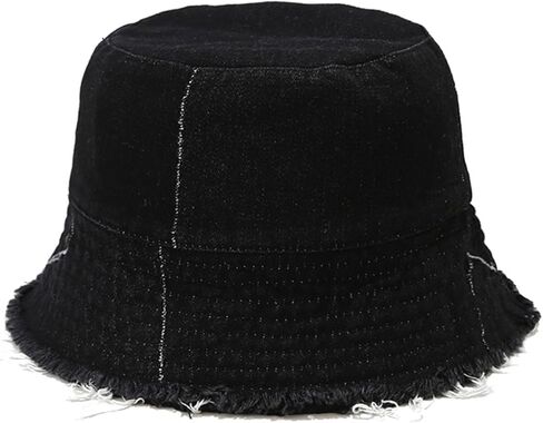 Denim Bucket Hat Trendy Washed Cotton Sun Cap Beach Fisherman Hat for Women Men in Kuwait