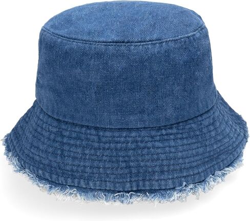 Denim Bucket Hat Trendy Washed Cotton Sun Cap Beach Fisherman Hat for Women Men in Kuwait