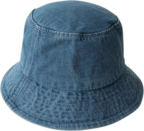 Denim Bucket Hat Trendy Washed Cotton Sun Cap Beach Fisherman Hat for Women Men in Kuwait