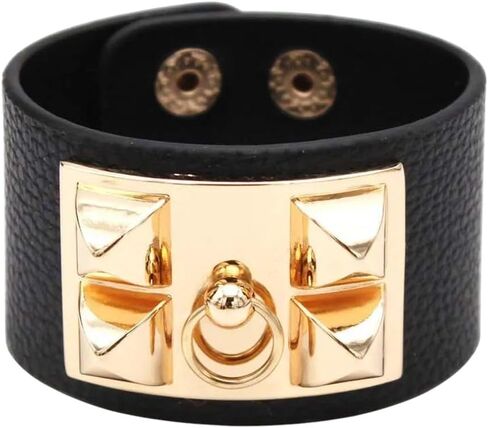 Luxury Punk Leather Bracelet Women Round Multicolor Wrap Bracelet Jewelry Metal Widen Accessory in Saudi Arabia