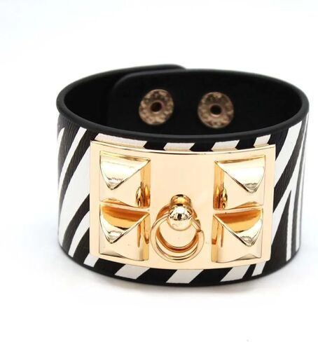 Luxury Punk Leather Bracelet Women Round Multicolor Wrap Bracelet Jewelry Metal Widen Accessory in Saudi Arabia