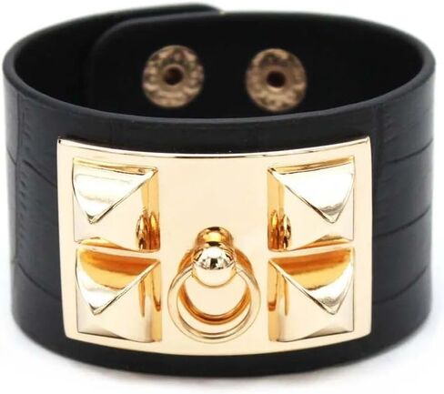 Luxury Punk Leather Bracelet Women Round Multicolor Wrap Bracelet Jewelry Metal Widen Accessory in Saudi Arabia