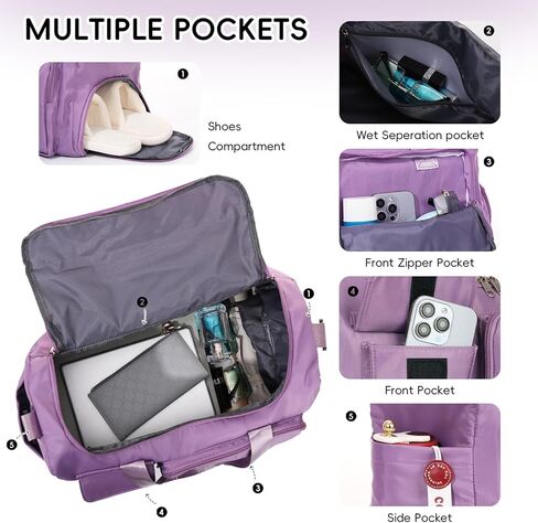 Oweisong Sports Gym Bag for Women Men Travel Duffle Bag Overnight Weekend Handbag Carry On Tote with Shoes Compartment in Saudi Arabia