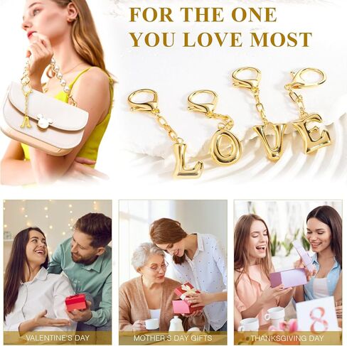 VICKHU Gold Plated Bubble Initial Letter Cute Keychain for Women Car Key Purse Decorative Keyring Handbag Charms Fashion in Saudi Arabia