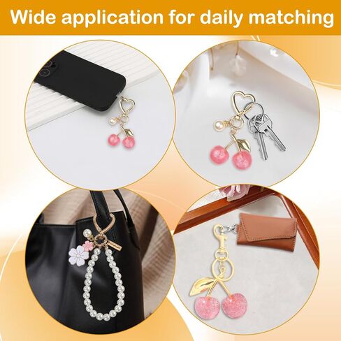 3 PCS Bag Charms Pearl Cherry Keychains Purse Charm for Handbags Keychain Accessories for Women in Saudi Arabia
