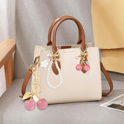 3 PCS Bag Charms Pearl Cherry Keychains Purse Charm for Handbags Keychain Accessories for Women in Saudi Arabia