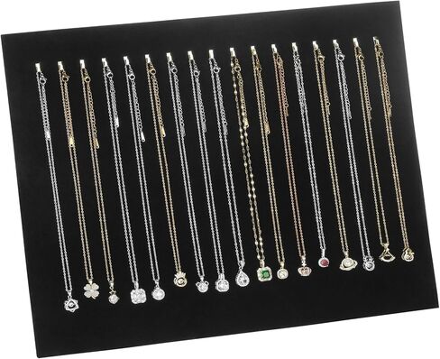 Velvet Necklace Display Stand, Jewelry Bracelet Necklaces Pendant Chain Holder Case for Vendors, Jewelry Organizer Storage Tray for Home Boutique Selling Show (Black 28 Hook) in Saudi Arabia