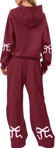 OLAPTA Women 2 Piece Outfits Bow Print Long Sleeve Hoodies Sets Graphic Sweatshirts Baggy Wide Leg Sweatpants Fall Sweatsuits in Kuwait