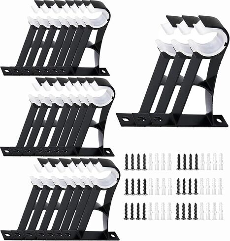24 Pack Curtain Rod Bracket, Heavy Duty Holders, Black Rod Hooks for Wall, Support Brackets for 1 Inch Drape Poles in Saudi Arabia