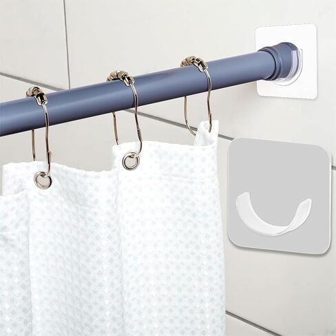 No Drill Adjustable Curtain Rod Hook, Transparent Adhesive Hook for Bathroom and Kitchen, Strong Self-Adhesive Hanging Hook in Saudi Arabia