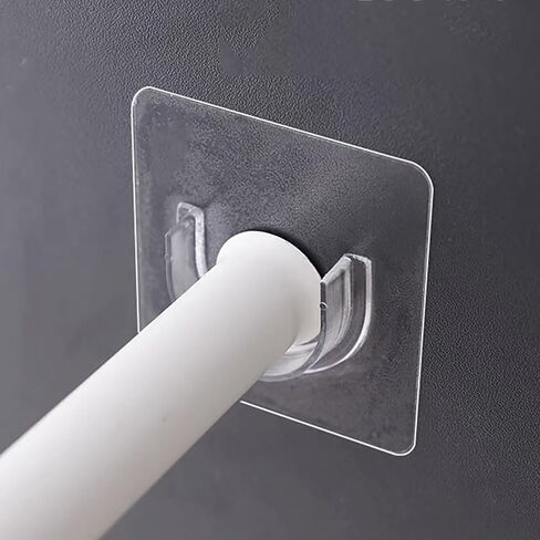 No Drill Adjustable Curtain Rod Hook, Transparent Adhesive Hook for Bathroom and Kitchen, Strong Self-Adhesive Hanging Hook in Saudi Arabia