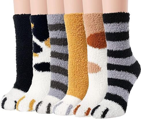 Plush Fuzzy Socks,6 Pairs Thick Warm Slipper Socks,Comfortable Home Sleeping Socks For Cold Days,Made Of Soft Fuzzy Material in Saudi Arabia