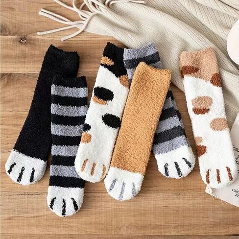 Plush Fuzzy Socks,6 Pairs Thick Warm Slipper Socks,Comfortable Home Sleeping Socks For Cold Days,Made Of Soft Fuzzy Material in Saudi Arabia