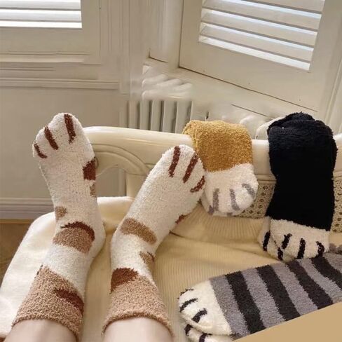 Plush Fuzzy Socks,6 Pairs Thick Warm Slipper Socks,Comfortable Home Sleeping Socks For Cold Days,Made Of Soft Fuzzy Material in Saudi Arabia
