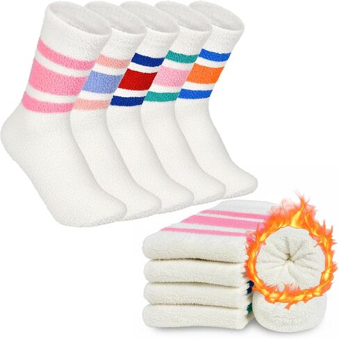 Fuzzy Socks for Women Cozy Warm Fluffy Winter Christmas Gifts Slipper Plush Soft cloud Spa Sleeping Socks 5 Pairs in Saudi Arabia