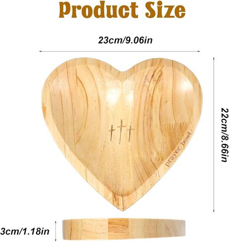 Heart Prayer Bowl Wooden Handcrafted Prayer Dough Bowl with Cards Christian Gifts Love Shaped Decor Bowl for Women Religious Christmas Easter Thanksgiving Day in Saudi Arabia