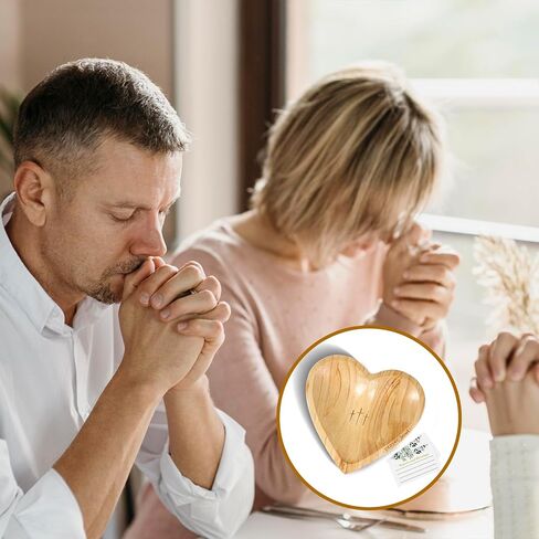 Heart Prayer Bowl Wooden Handcrafted Prayer Dough Bowl with Cards Christian Gifts Love Shaped Decor Bowl for Women Religious Christmas Easter Thanksgiving Day in Saudi Arabia