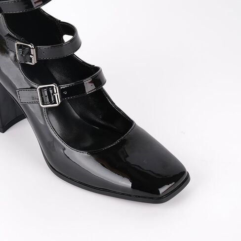 Women's Square Toe Adjustable Buckles Block Chunky Heels Back Zipper Heeled Sandals in Saudi Arabia