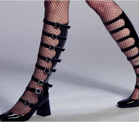 Women's Square Toe Adjustable Buckles Block Chunky Heels Back Zipper Heeled Sandals in Saudi Arabia