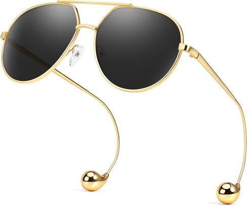 IGnaef Gold Oversized Retro Sunglasses for Women, Trendy Aviator glasses UV Protection IF8303 in Saudi Arabia