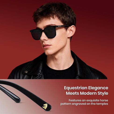 Cyxus 2026 Year Horse Polarized Sunglasses Women Men, Gold Zodiac Design on Temple, Stylish UV400 Protection Shades in Saudi Arabia