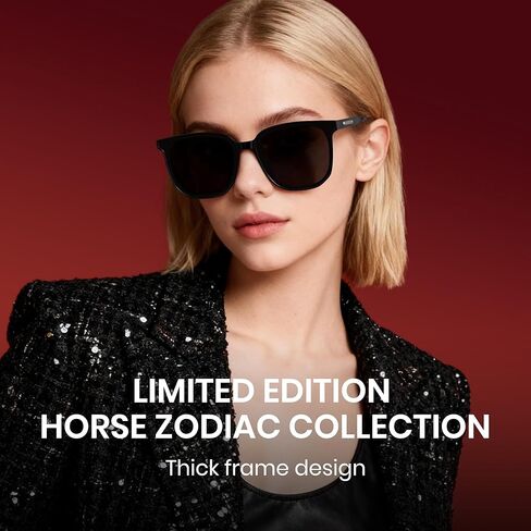 Cyxus 2026 Year Horse Polarized Sunglasses Women Men, Gold Zodiac Design on Temple, Stylish UV400 Protection Shades in Saudi Arabia