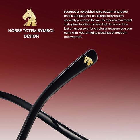 Cyxus 2026 Year Horse Polarized Sunglasses Women Men, Gold Zodiac Design on Temple, Stylish UV400 Protection Shades in Saudi Arabia