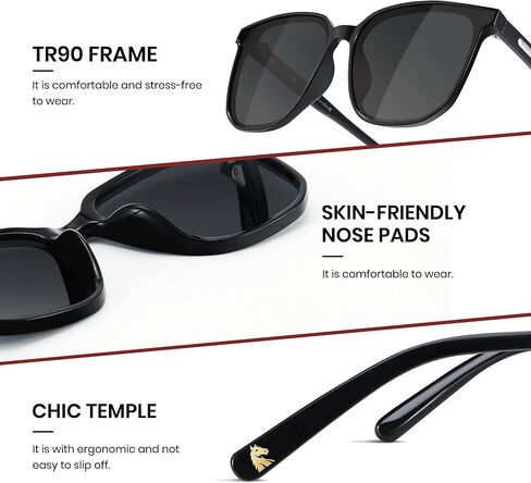 Cyxus 2026 Year Horse Polarized Sunglasses Women Men, Gold Zodiac Design on Temple, Stylish UV400 Protection Shades in Saudi Arabia