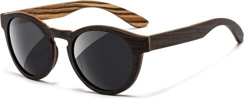 SUNGAIT Premium Walnut Wood Sunglasses Womens Classic Round Polarized Vintage Wooden Shades UV400 in Saudi Arabia