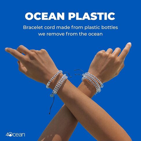سوار 4ocean Ghost Net - يزيل رطلًا واحدًا من بلاستيك المحيط - مصنوع يدويًا، قابل للتعديل، للجنسين - مصنوع من شباك صيد الأشباح المعاد تدويرها - يدعم الحياة البحرية والحفاظ على المحيطات in Kuwait