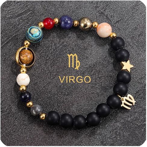 Zodiac Bracelets for Women 12 Constellations Crystal Stone Beads Bracelet Birthday Zodiac Jewelry Gifts in Saudi Arabia