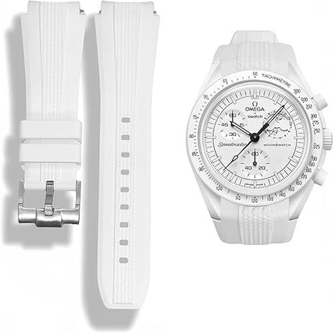 أحزمة ساعة من السيليكون لساعة Omega x Swatch Moonswatch - نمط منسوج ناعم ومريح، تصميم بدون فجوة، دبوس بديل سريع الفك للسوار الأصلي Speedmaster -20 مم in Saudi Arabia