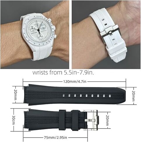 أحزمة ساعة من السيليكون لساعة Omega x Swatch Moonswatch - نمط منسوج ناعم ومريح، تصميم بدون فجوة، دبوس بديل سريع الفك للسوار الأصلي Speedmaster -20 مم in Saudi Arabia