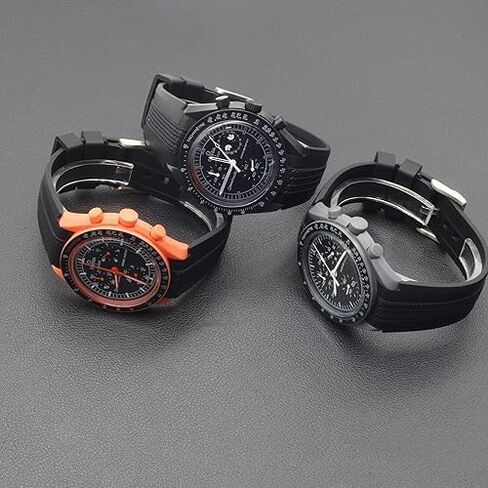 أحزمة ساعة من السيليكون لساعة Omega x Swatch Moonswatch - نمط منسوج ناعم ومريح، تصميم بدون فجوة، دبوس بديل سريع الفك للسوار الأصلي Speedmaster -20 مم in Saudi Arabia