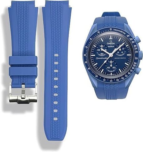 أحزمة ساعة من السيليكون لساعة Omega x Swatch Moonswatch - نمط منسوج ناعم ومريح، تصميم بدون فجوة، دبوس بديل سريع الفك للسوار الأصلي Speedmaster -20 مم in Saudi Arabia