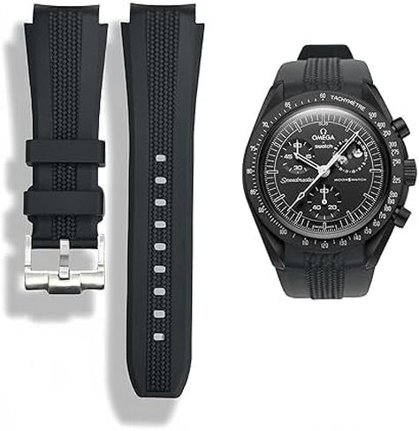 أحزمة ساعة من السيليكون لساعة Omega x Swatch Moonswatch - نمط منسوج ناعم ومريح، تصميم بدون فجوة، دبوس بديل سريع الفك للسوار الأصلي Speedmaster -20 مم in Saudi Arabia