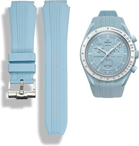أحزمة ساعة من السيليكون لساعة Omega x Swatch Moonswatch - نمط منسوج ناعم ومريح، تصميم بدون فجوة، دبوس بديل سريع الفك للسوار الأصلي Speedmaster -20 مم in Saudi Arabia