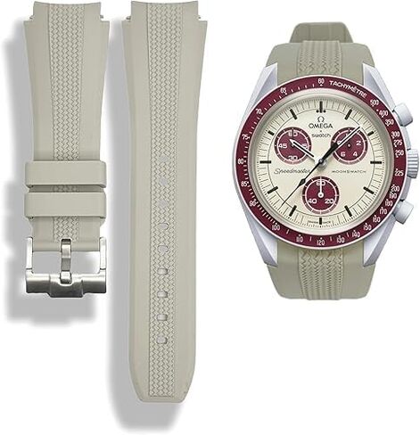 أحزمة ساعة من السيليكون لساعة Omega x Swatch Moonswatch - نمط منسوج ناعم ومريح، تصميم بدون فجوة، دبوس بديل سريع الفك للسوار الأصلي Speedmaster -20 مم in Saudi Arabia